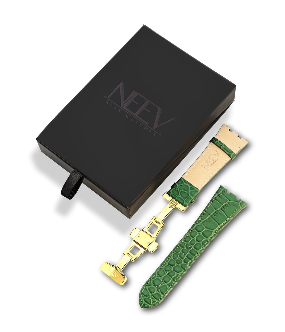 Groen Lederen band | 42mm | Goud