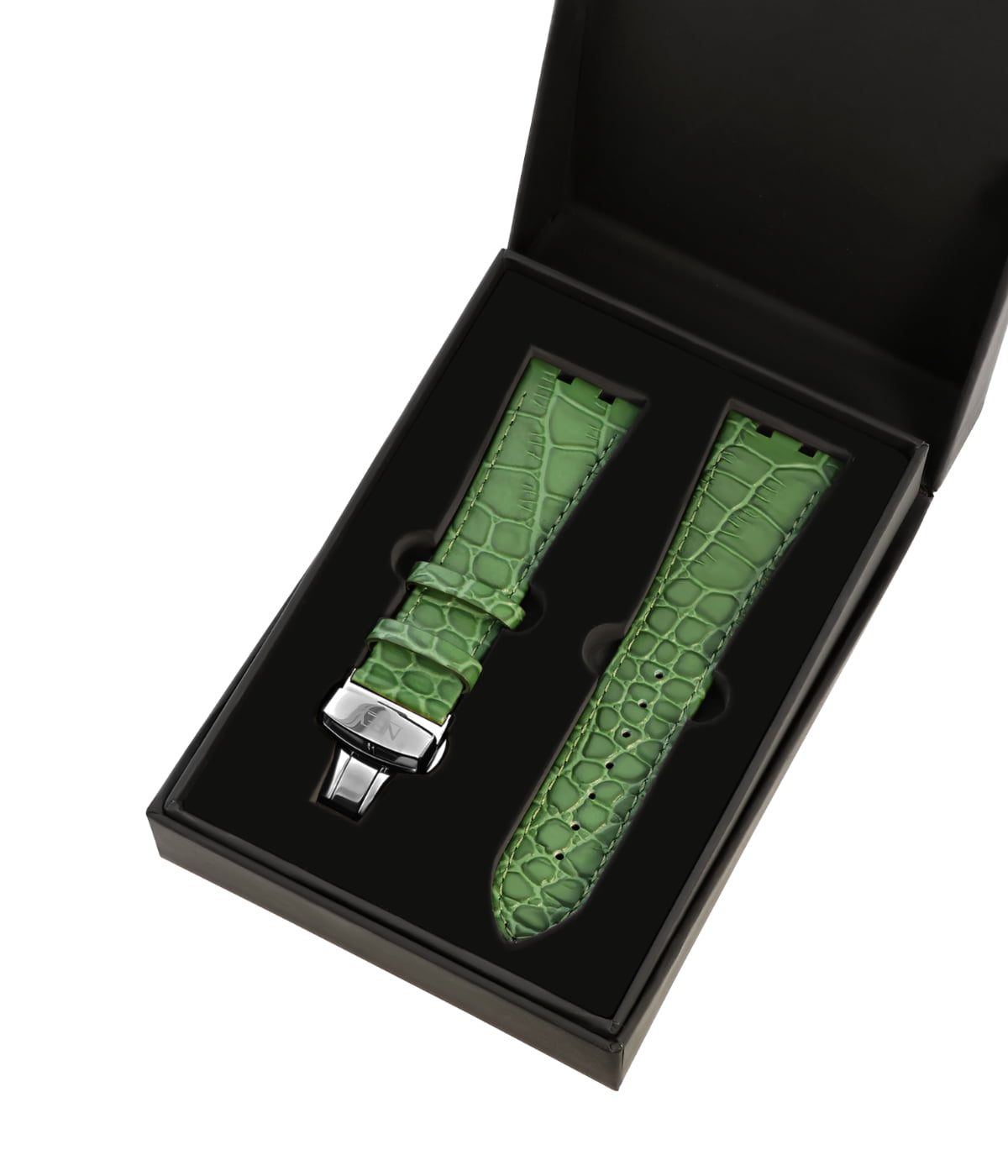 Groen Lederen band | 42mm | Staal - Afbeelding 3